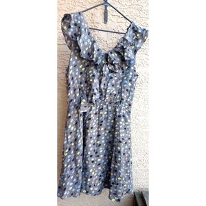 BCBG Generation Grey Sleeveless Ruffle Dress Sz Lg